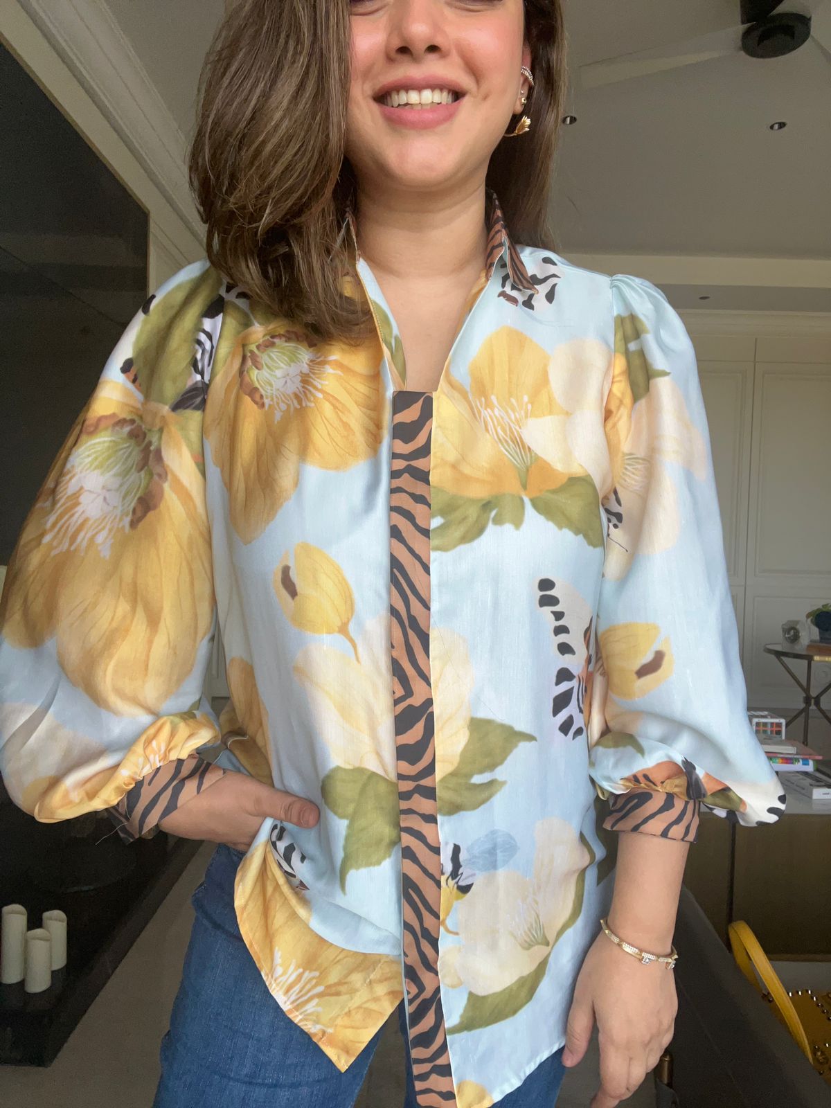 Blue butterfly shirt