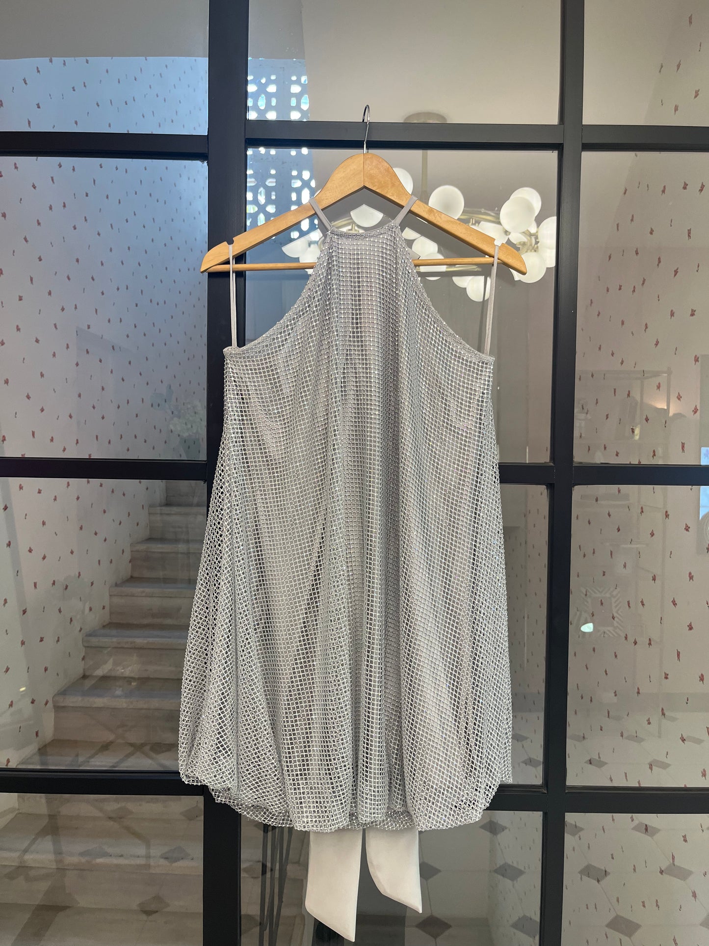 CELIA SILVER MESH DRESS