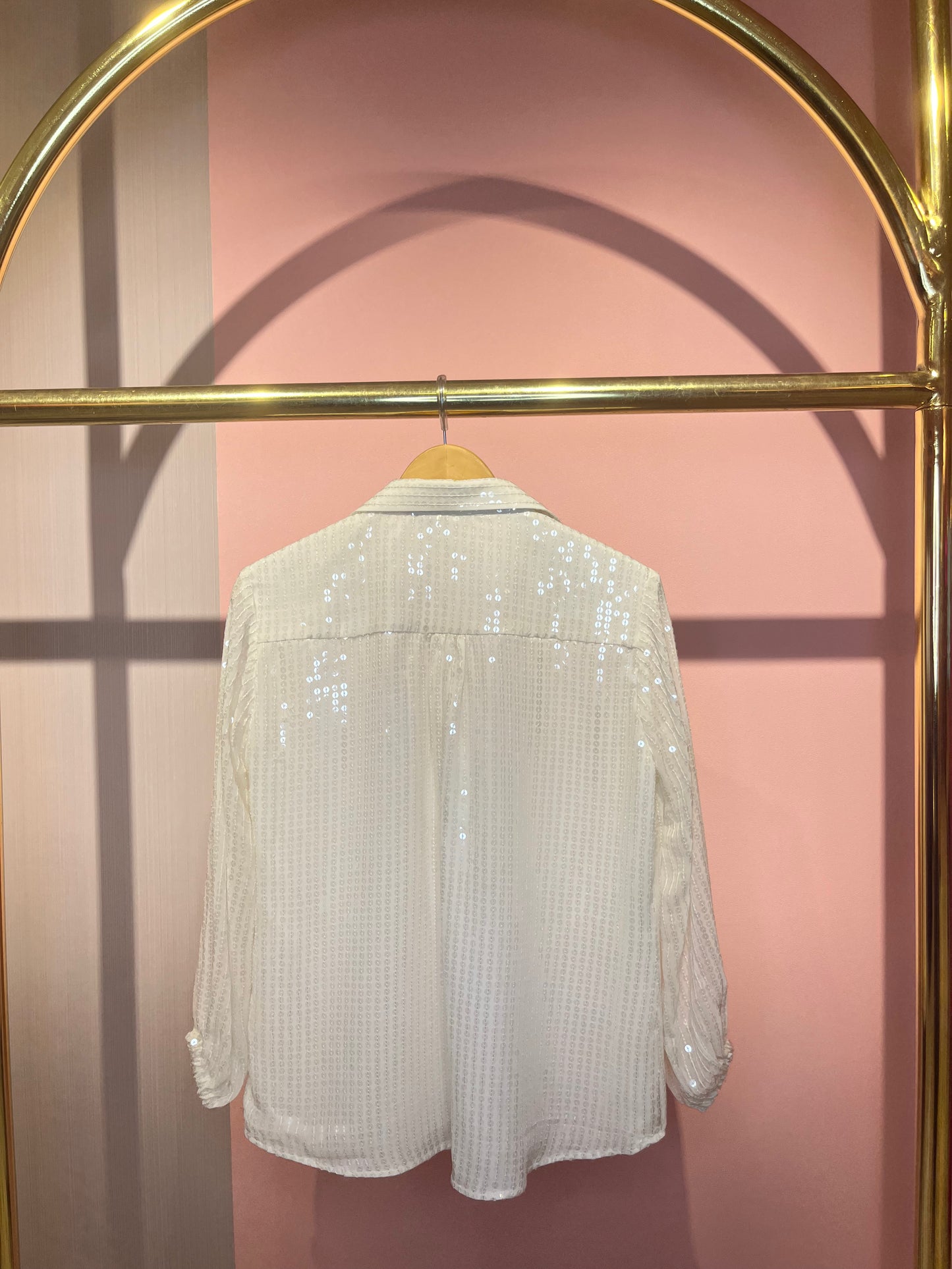 Oversized shirt in white sequin