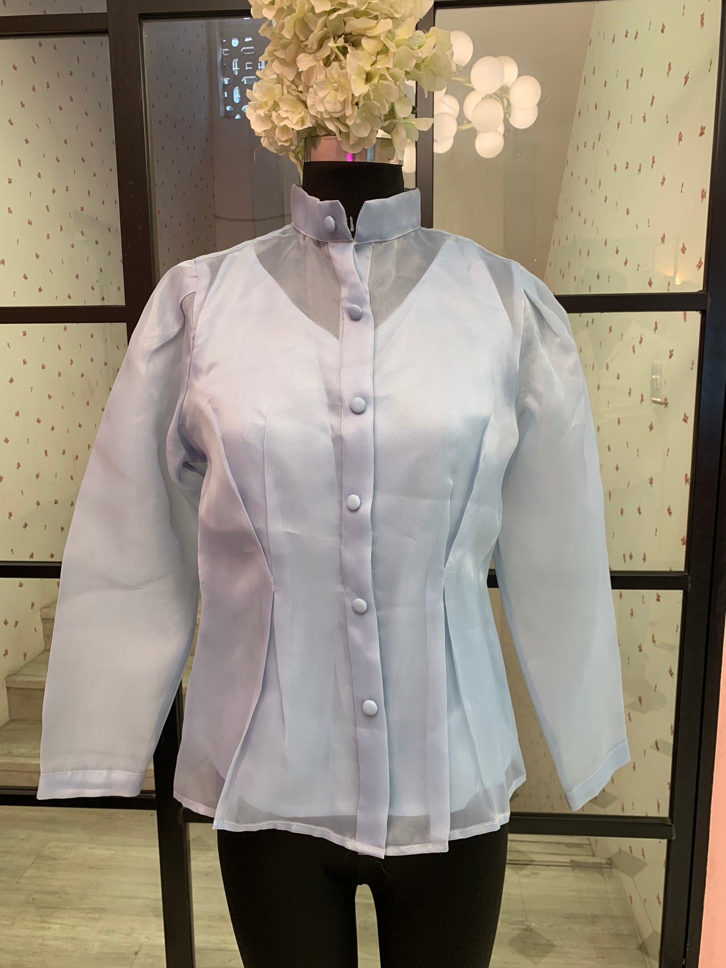 Blue organza shirt