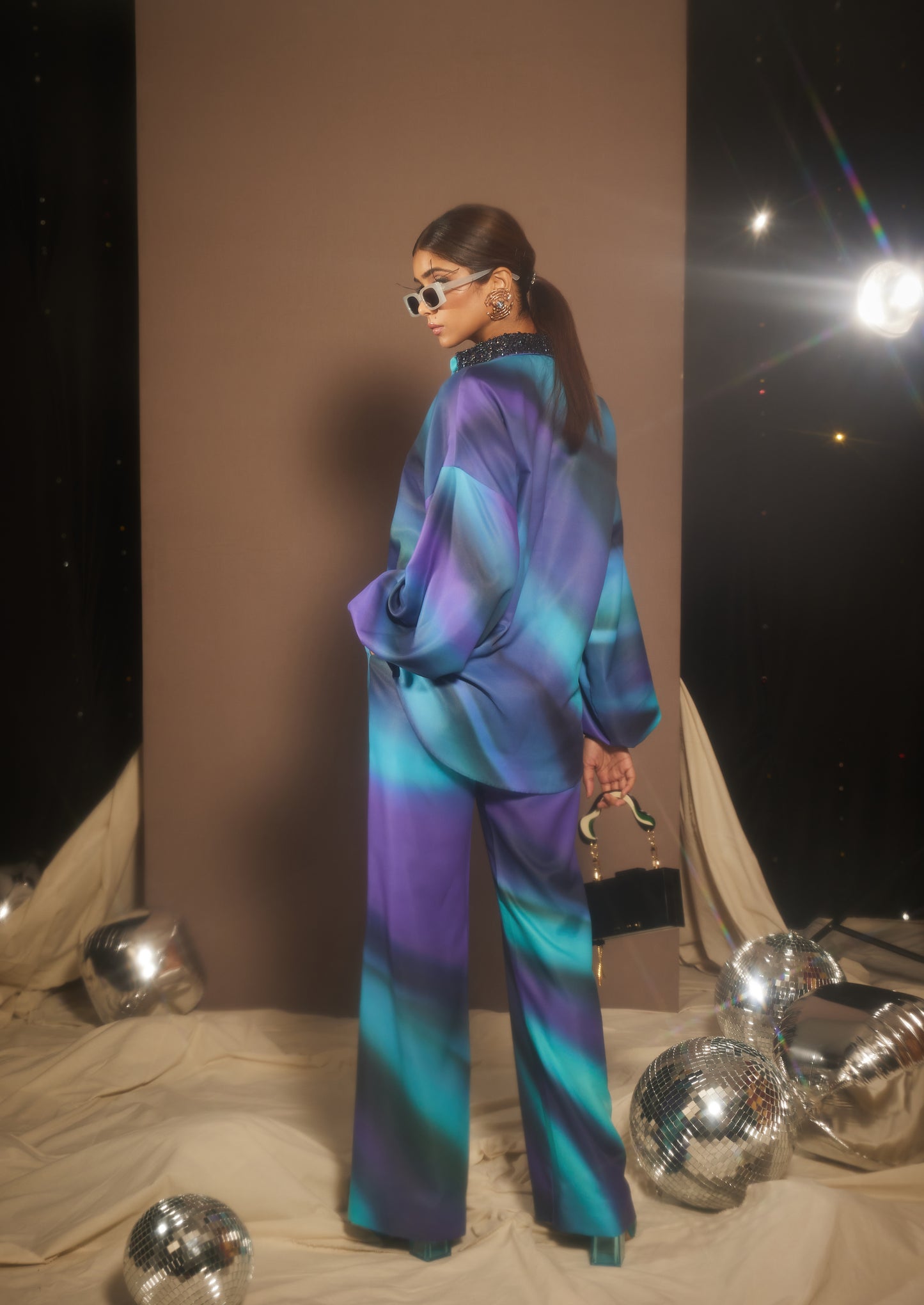 AURORA SHIRT IN BLUE COSMIC WAVE