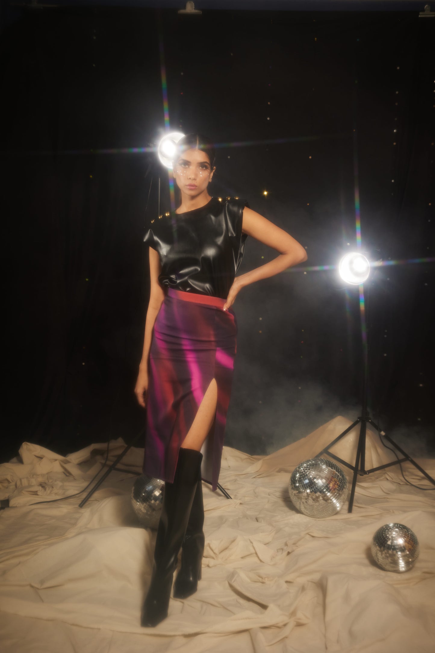 LEO FAUX LEATHER TOP
