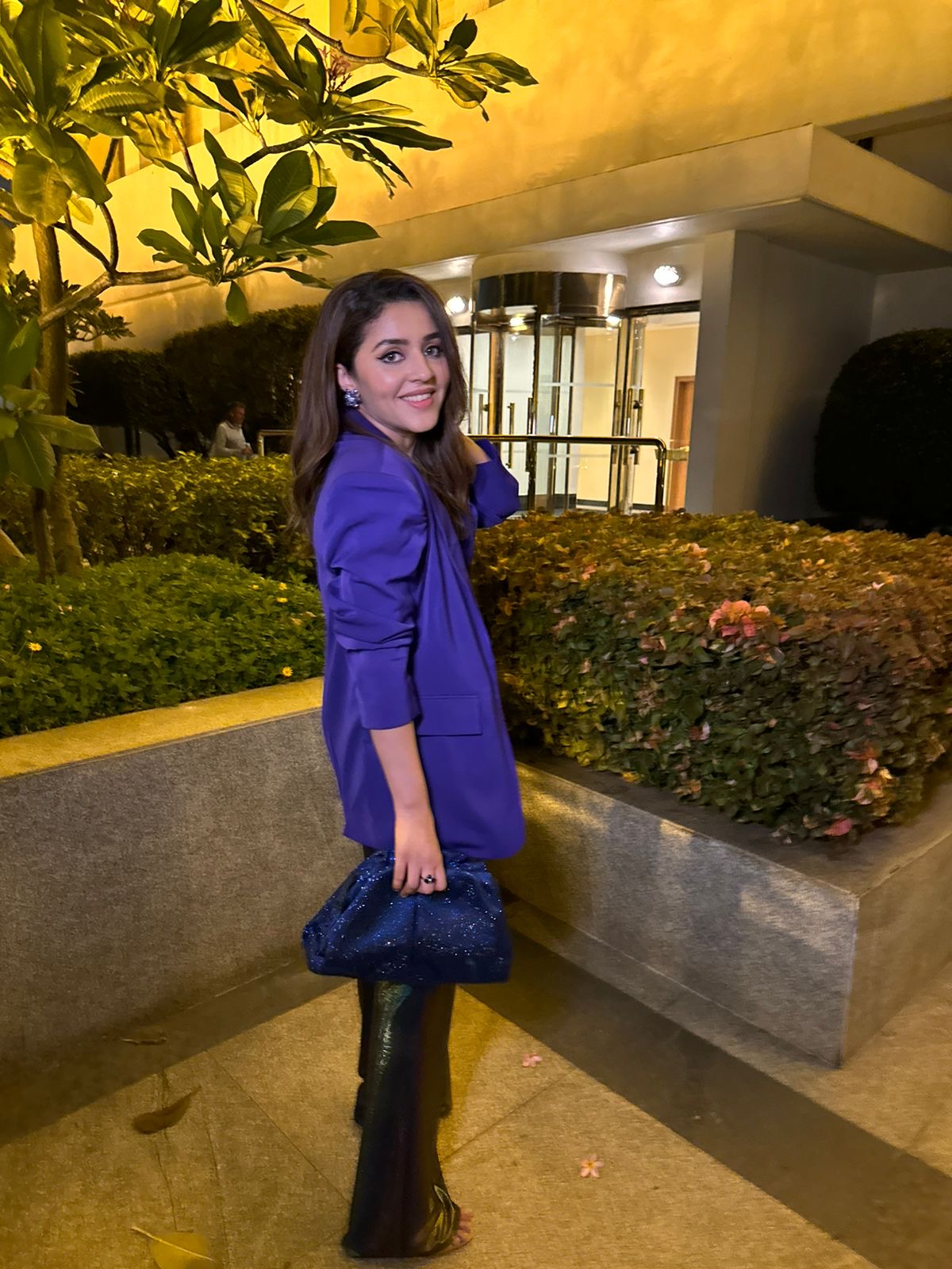 Isha Multani in oil slick pants & blazer set