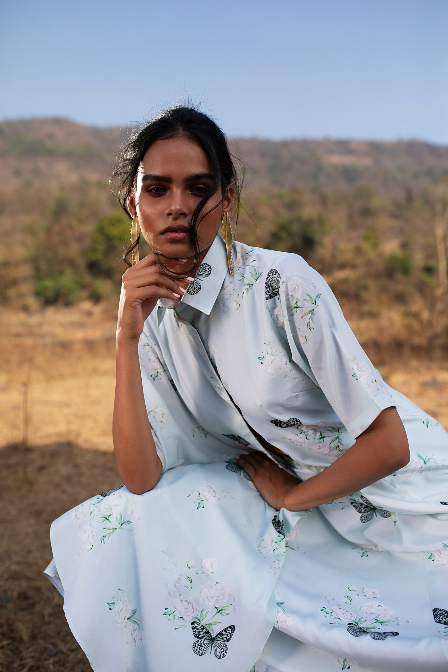 MINT BUTTERFLY PEONY PRANCER LONG SHIRT
