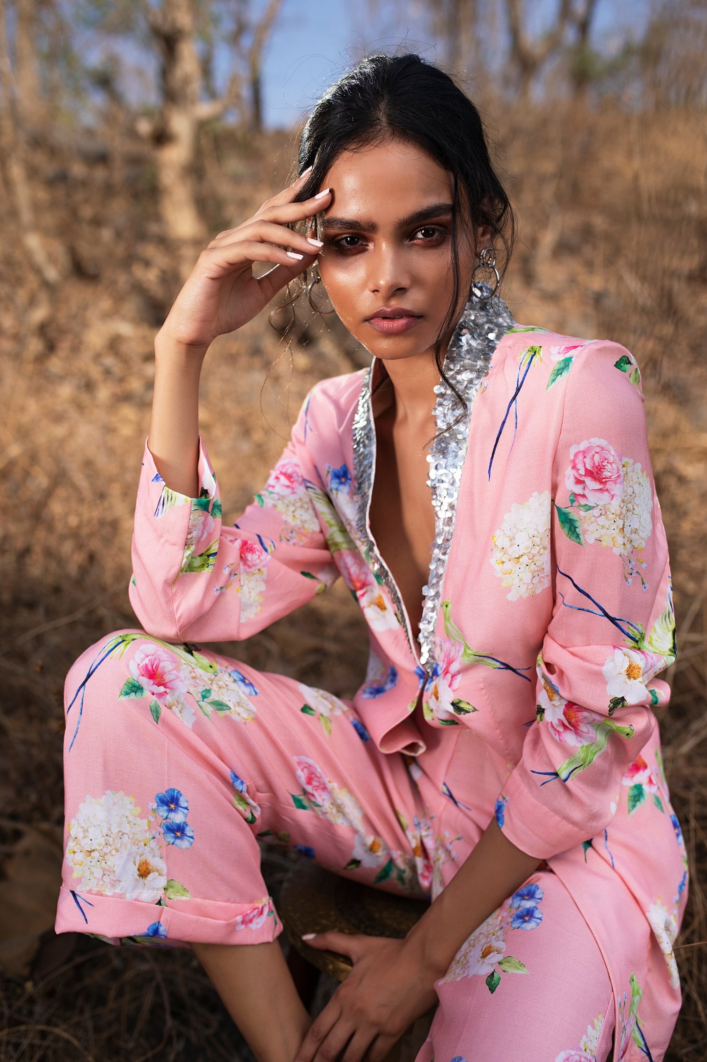 Pink Fluttering Florals blazer.