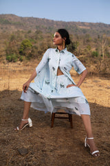 Mint Butterfly Peony Prancer long shirt