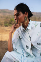Mint Butterfly Peony Prancer long shirt