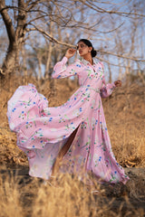 Pink Fluttering Florals shirt dress.