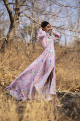 Pink Fluttering Florals shirt dress.