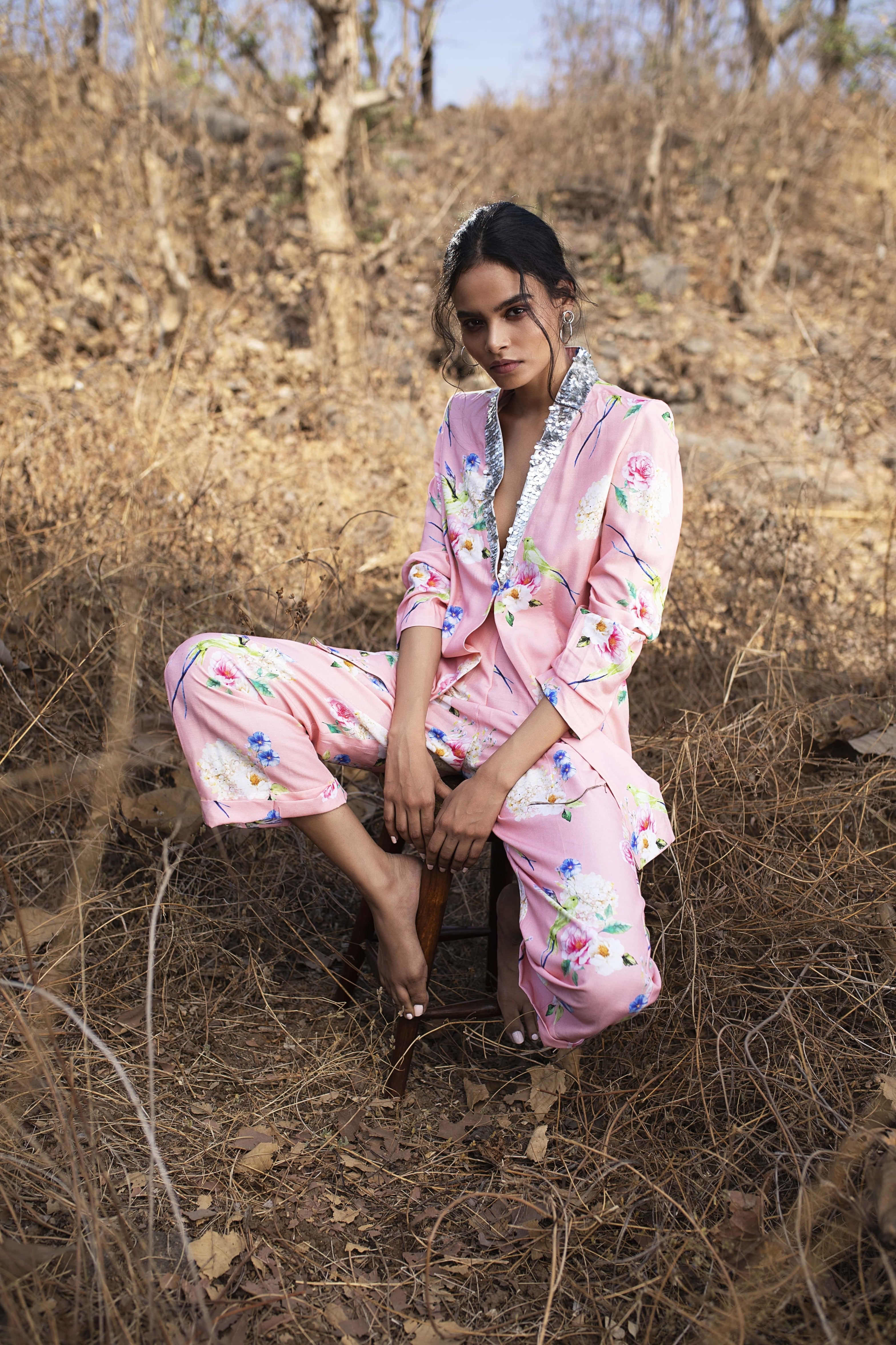 Pink Fluttering Florals pant.
