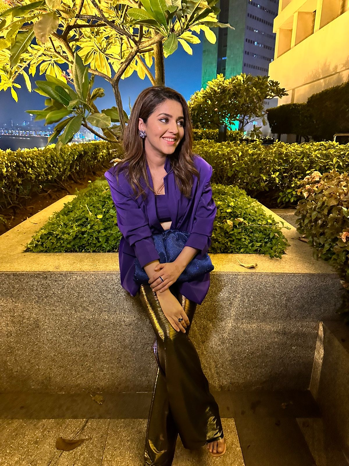 Isha Multani in oil slick pants & blazer set