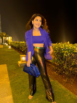 Isha Multani in oil slick pants & blazer set
