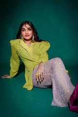 Tasheen in Betty mesh pants and jacket set