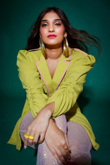 Tasheen in Betty mesh pants and jacket set
