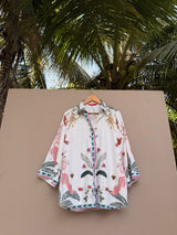 White monkey print shirt