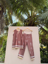Brown starfish sleeveless kurta set