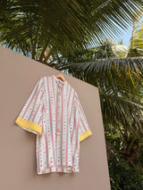 Cocktail stripes dress with sleeves