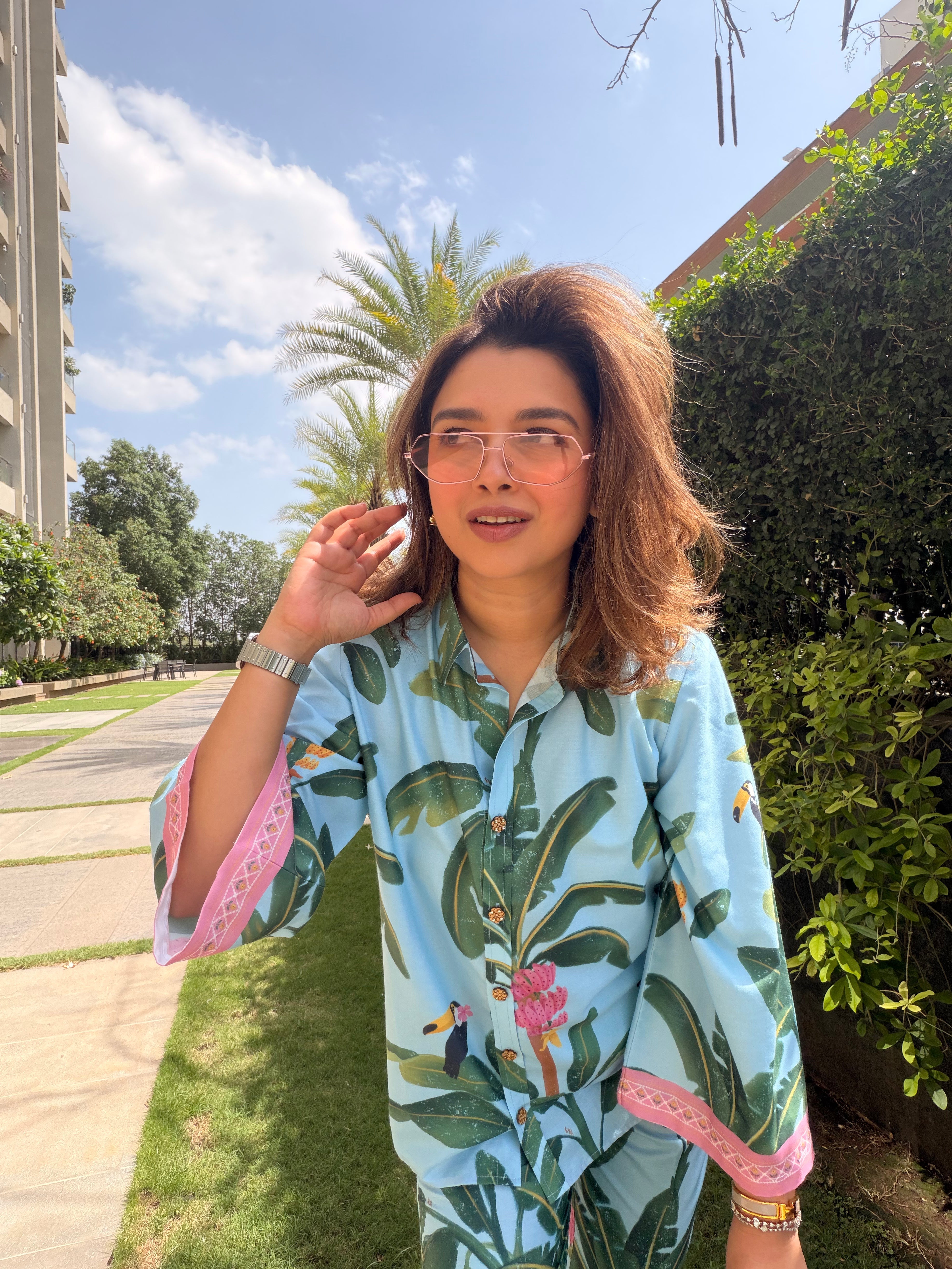 Blue banana print shirt