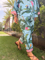 Blue banana print pants