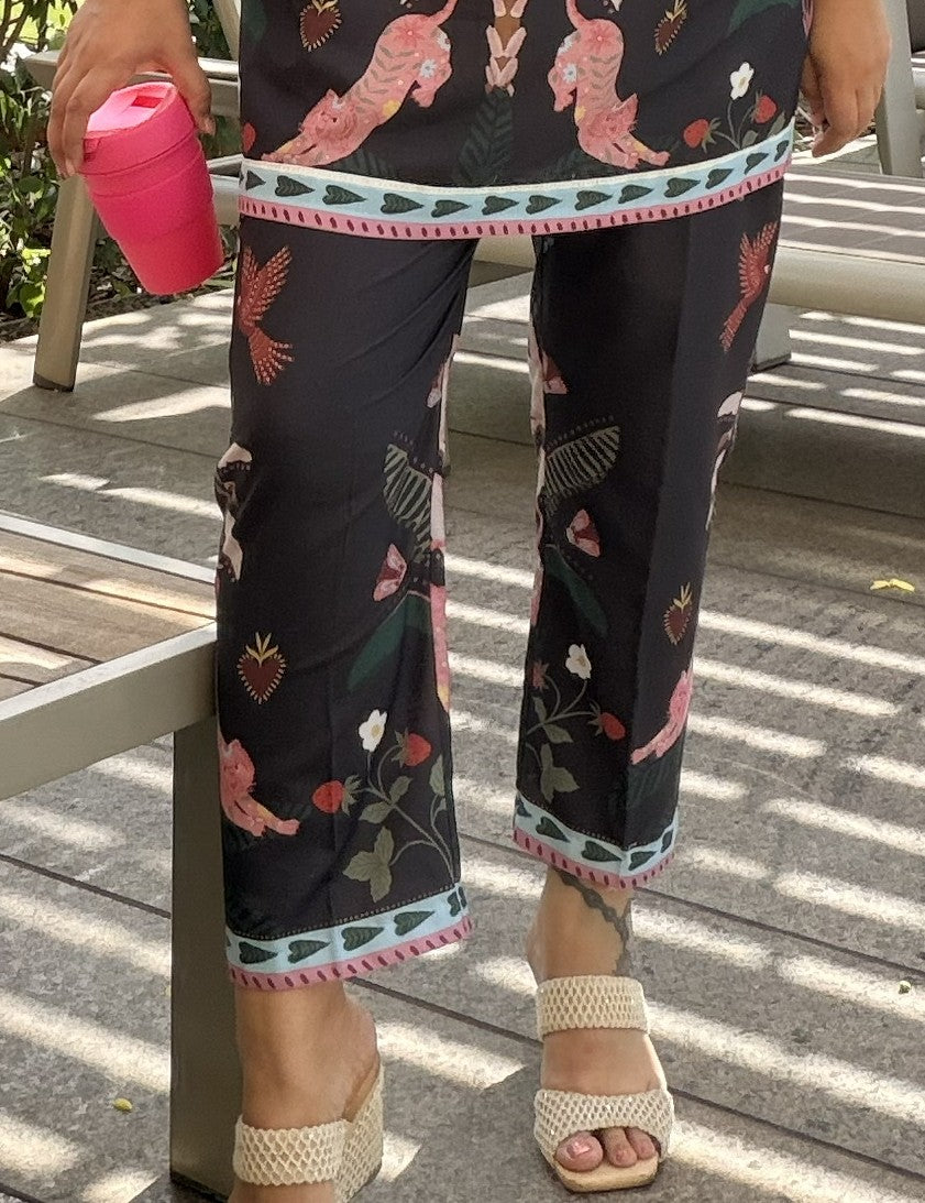 Black monkey print pants