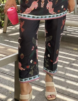 Black monkey print pants