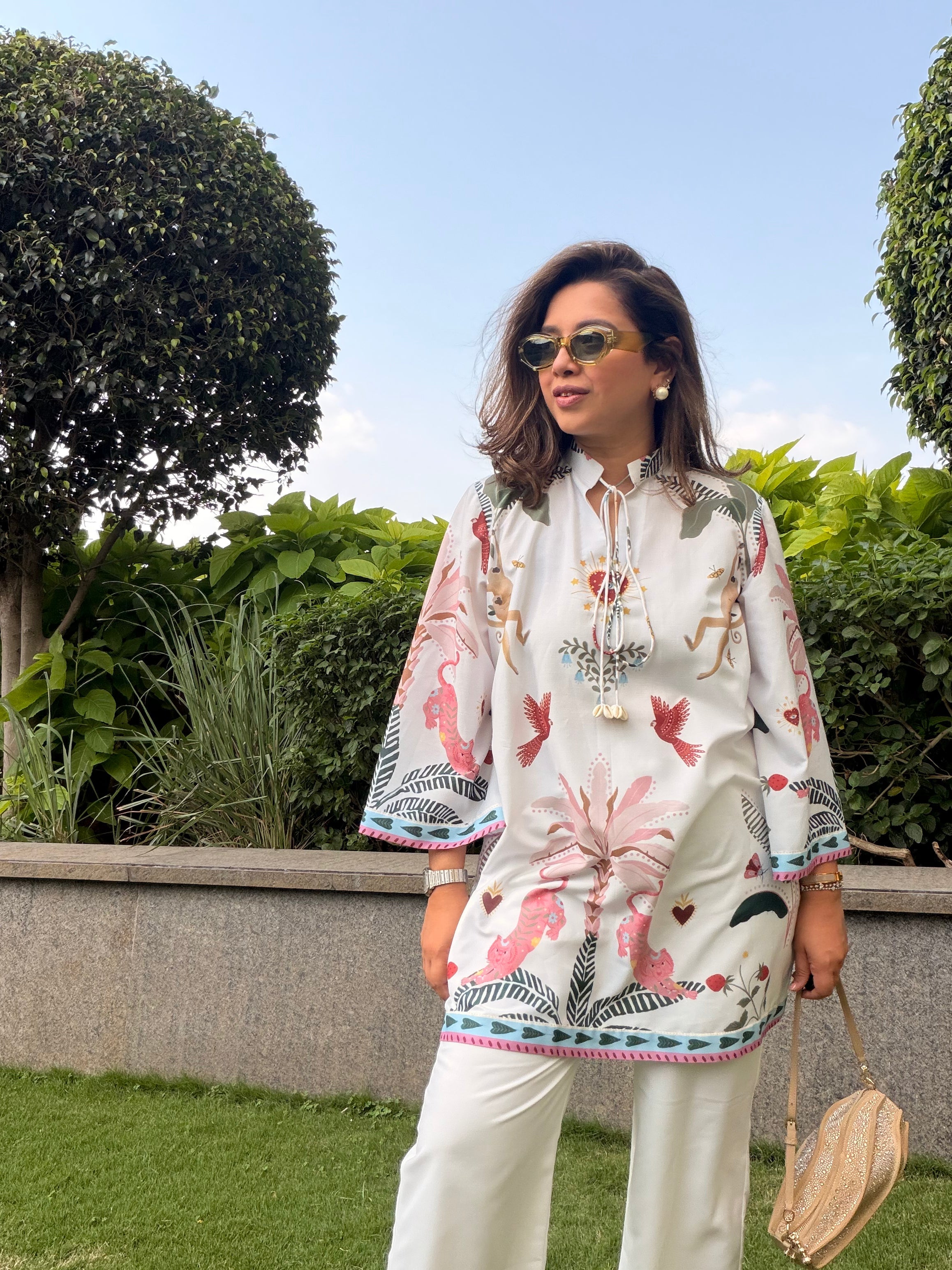 White monkey kurta set