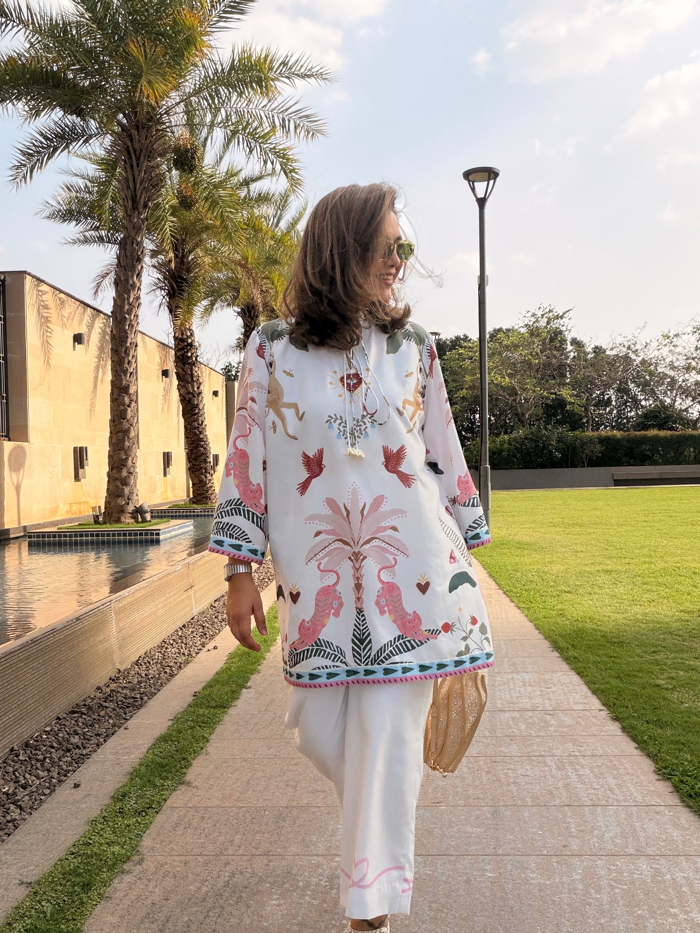 White monkey kurta set