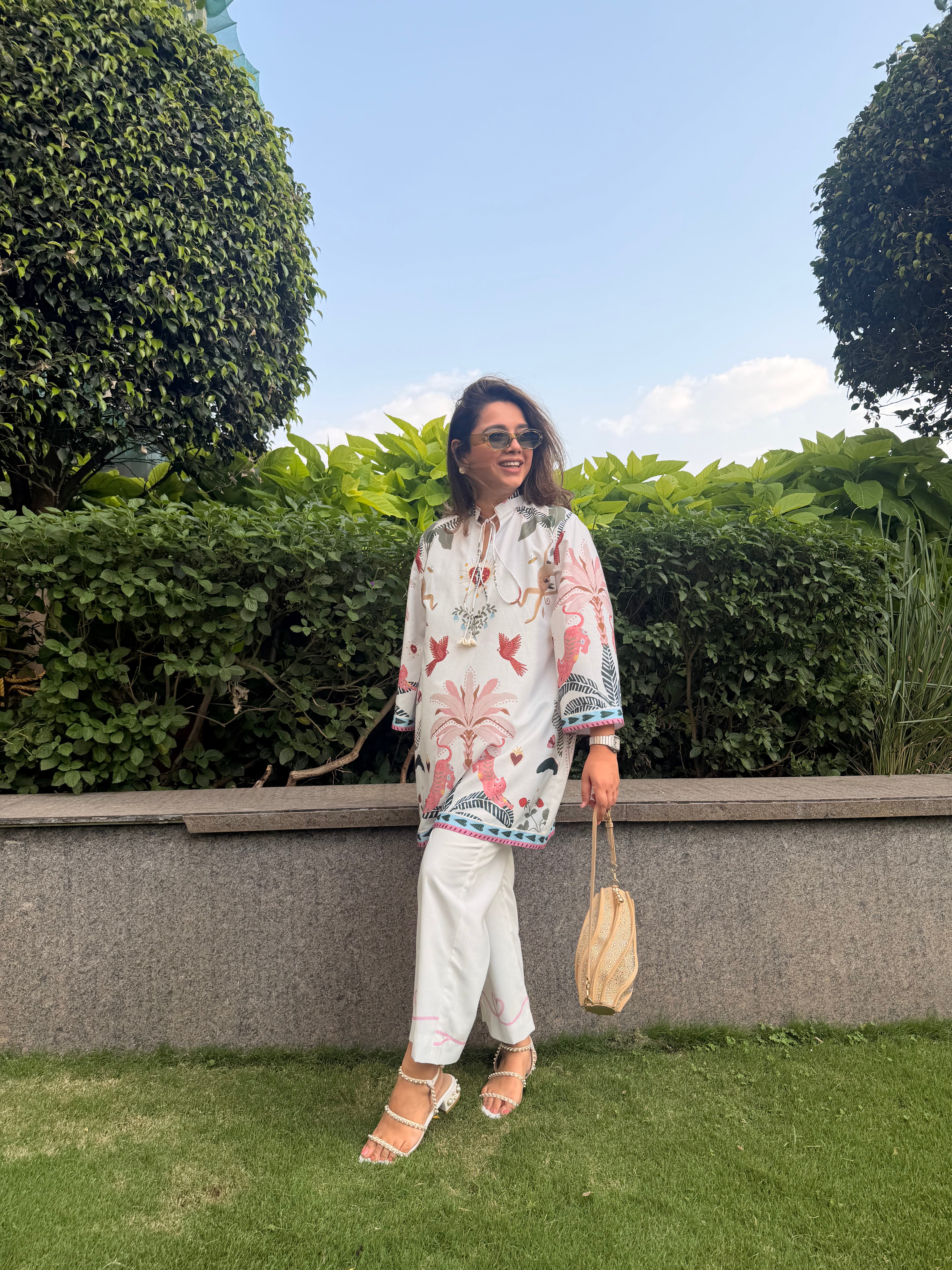 White monkey kurta set