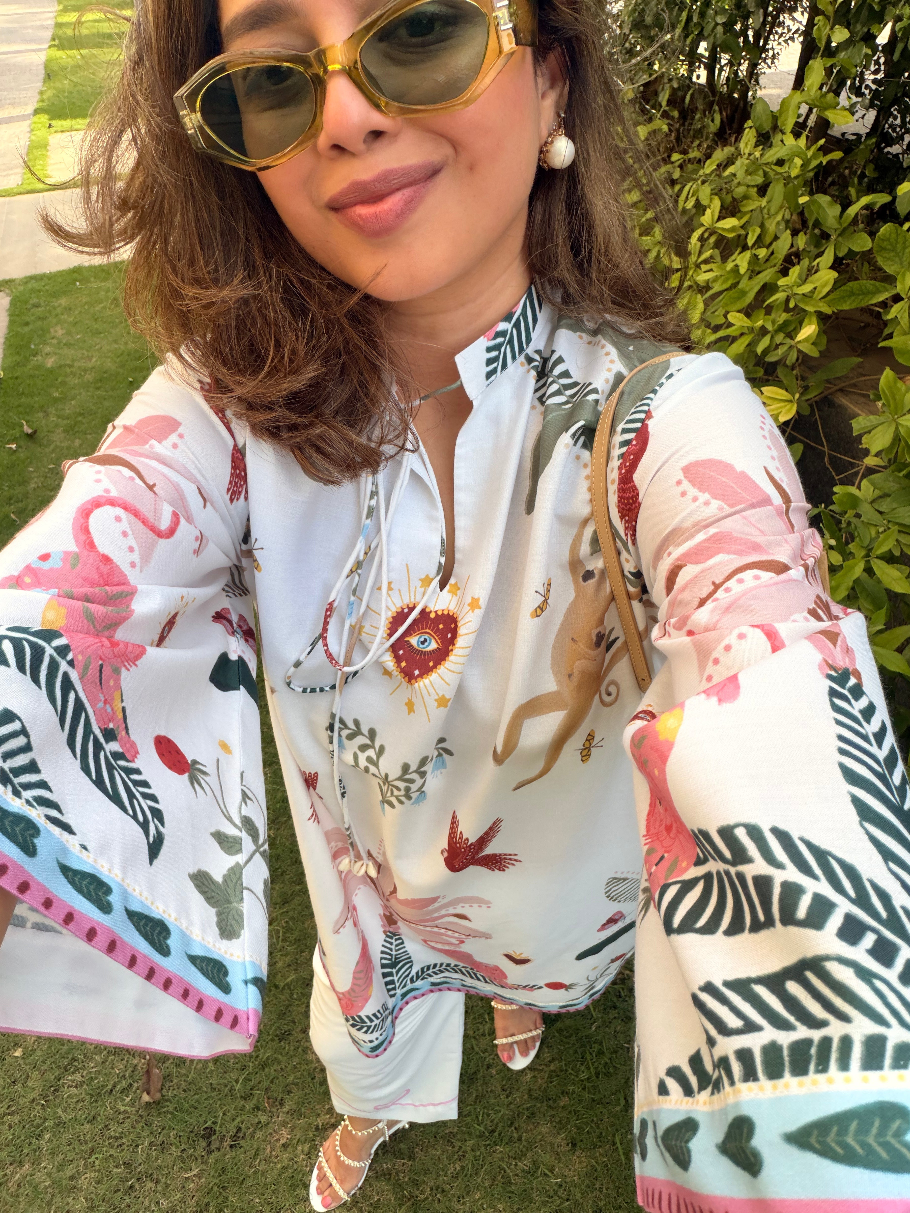 White monkey kurta set