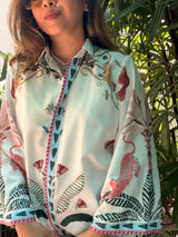 White monkey print shirt