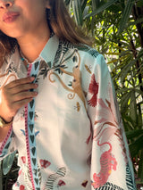 White monkey print shirt