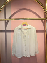 Oversized shirt in white sequin