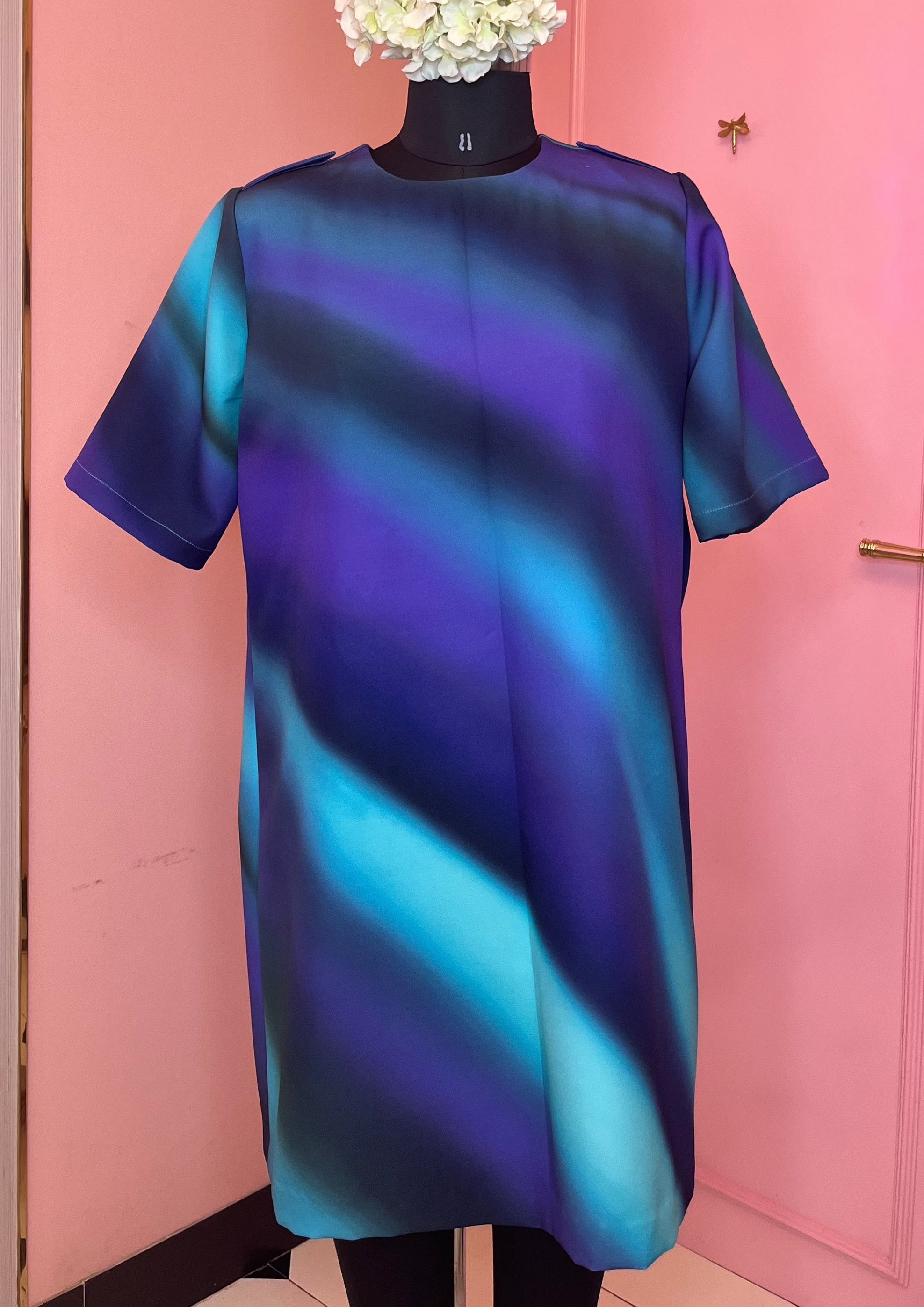 Blue cosmic shift dress