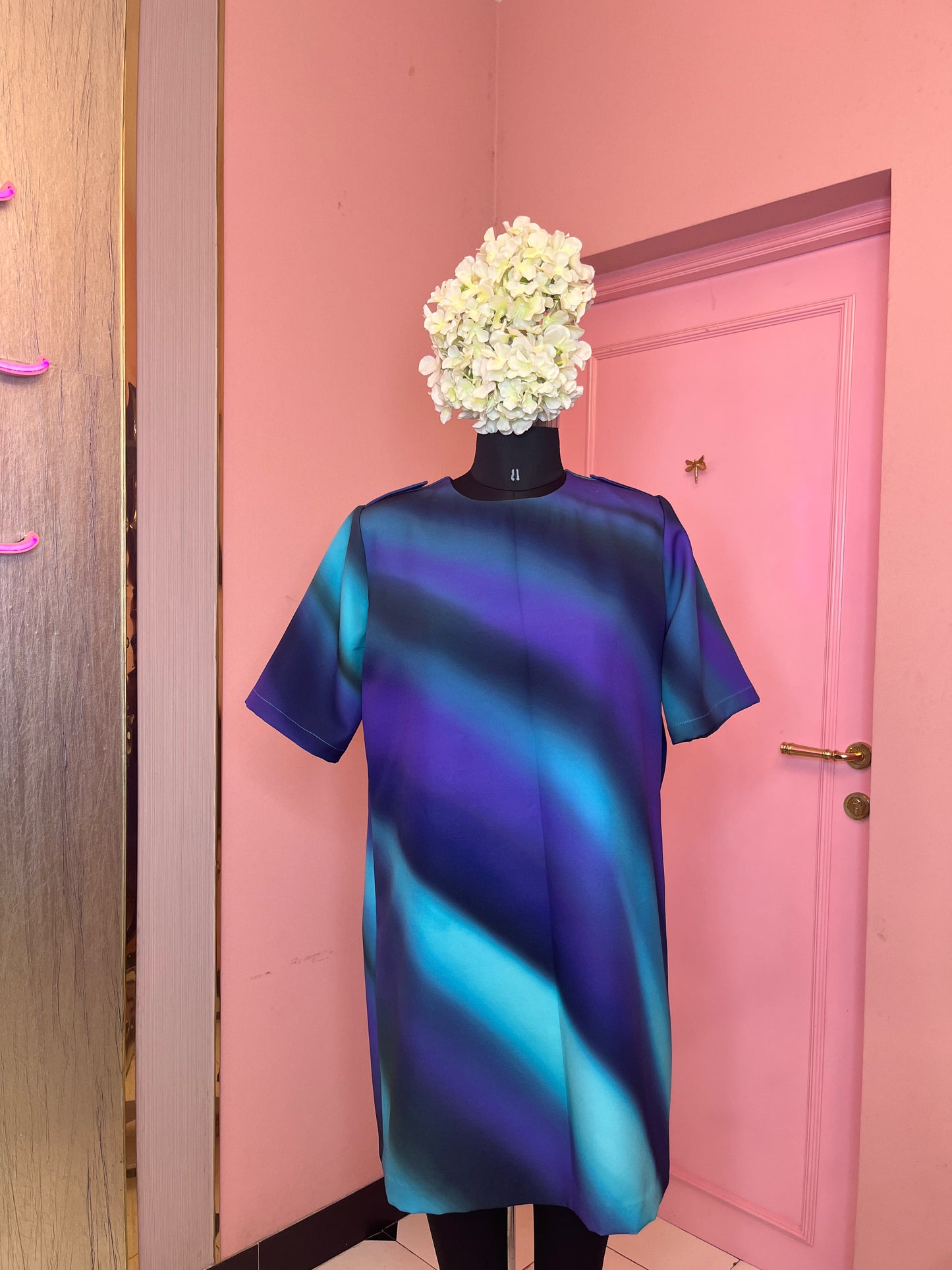 Blue cosmic wave dress