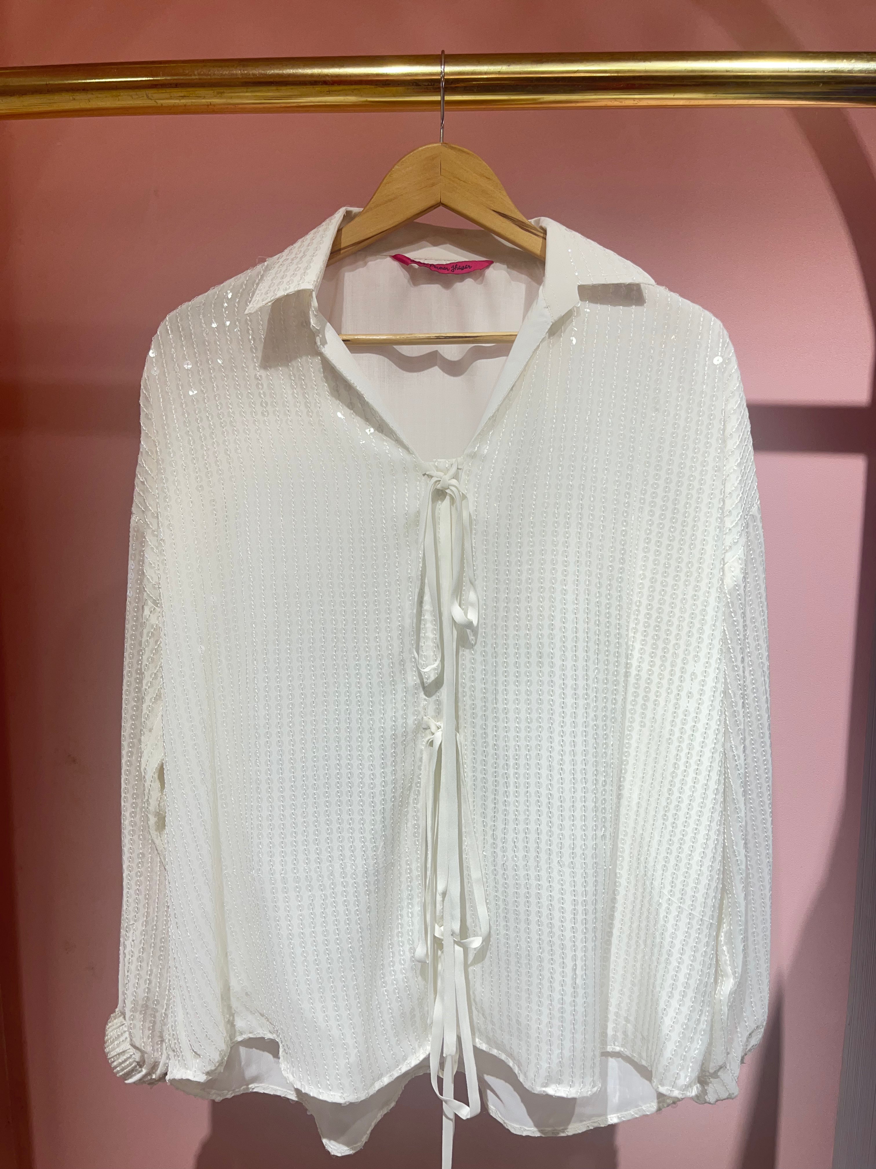 Aurora shirt in white sequin