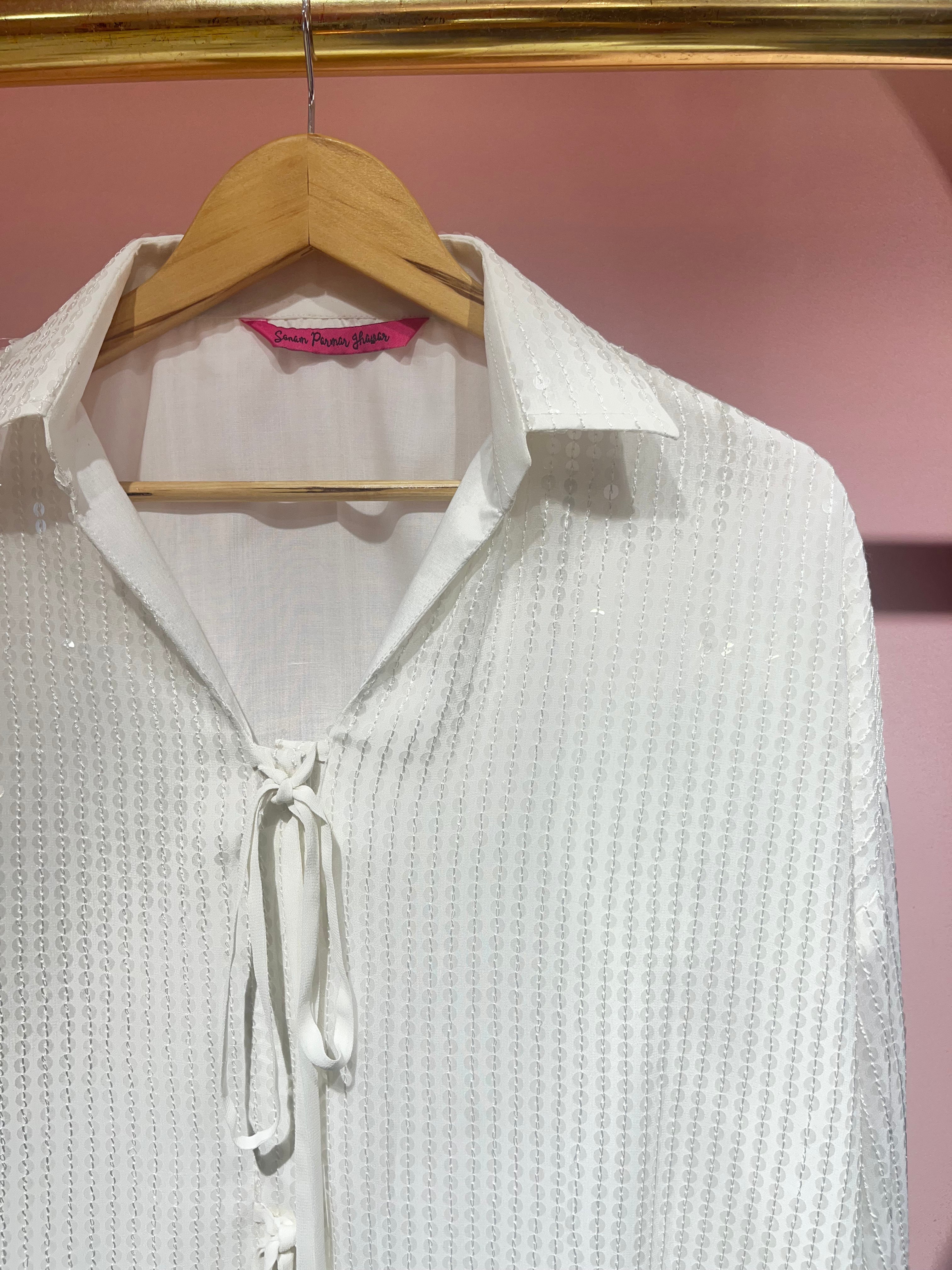 Aurora shirt in white sequin