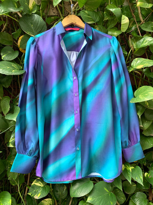 Blue cosmic wave shirt