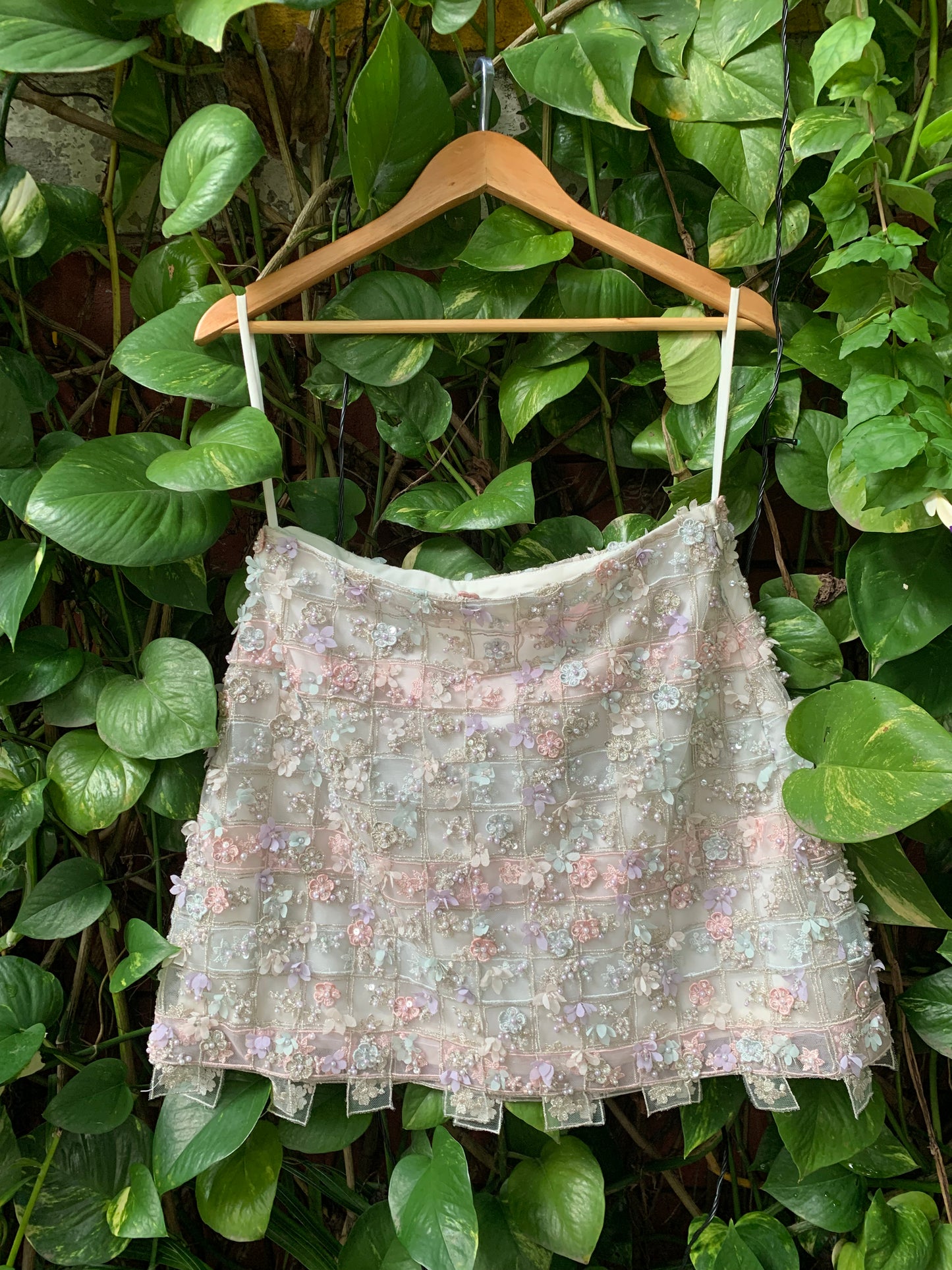 Lilac embroidered skirt