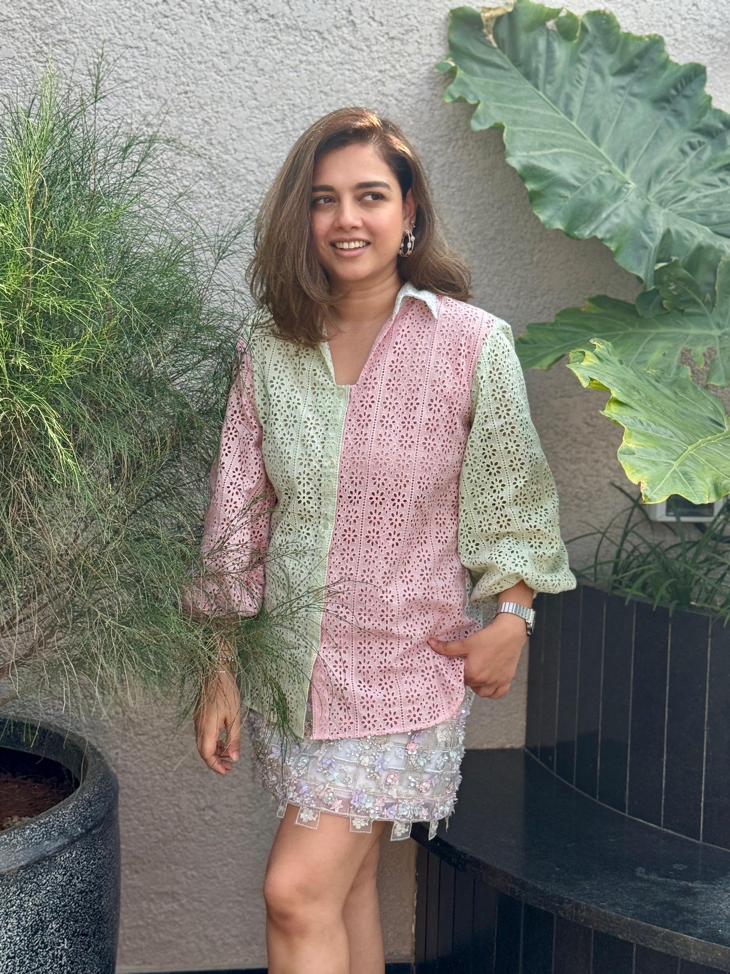 Lilac embroidered skirt