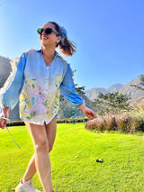 Oversized shirt in blue coast