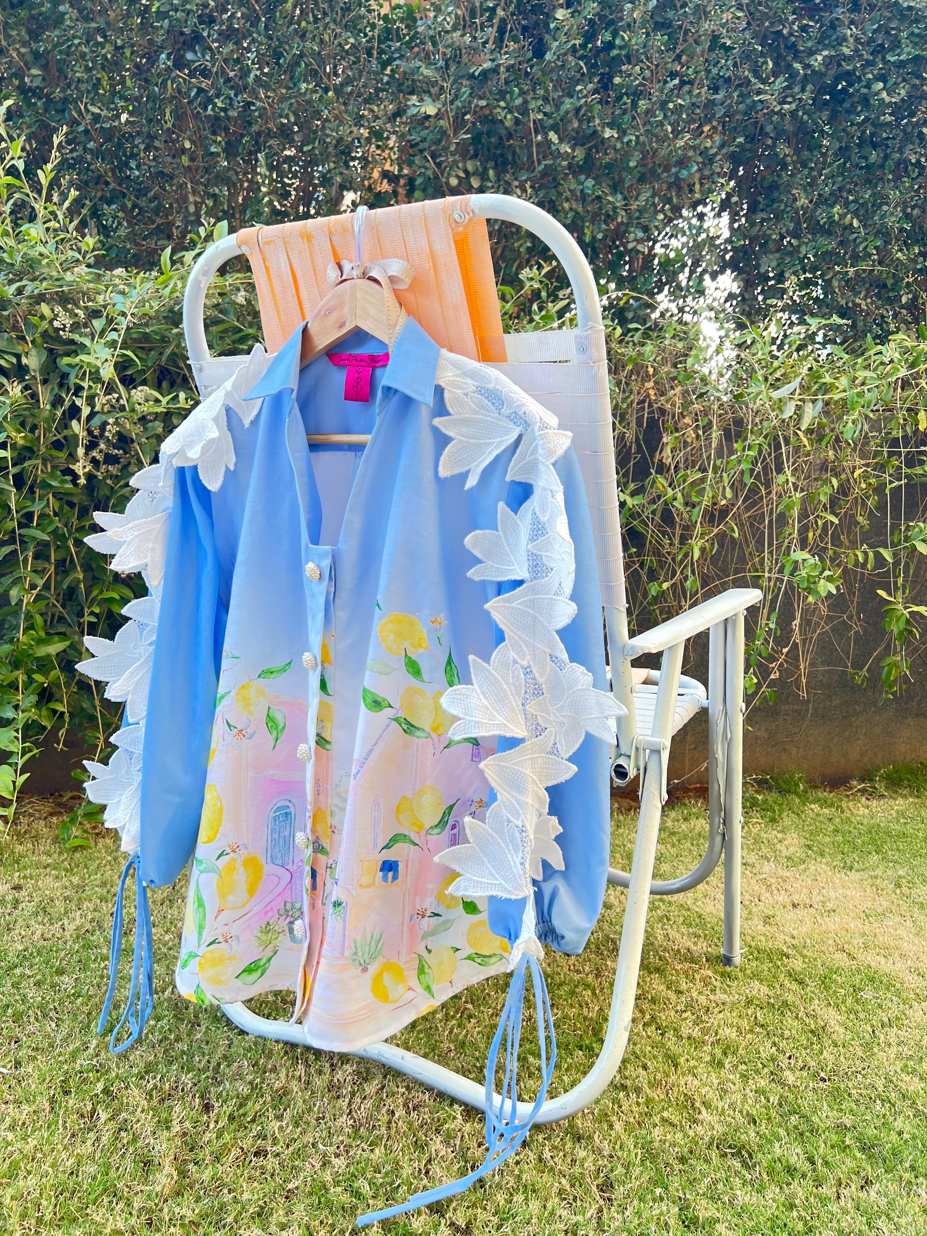 Oversized shirt in blue coast