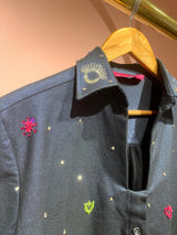 Star shirt in metallic denim