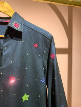Star shirt in metallic denim