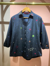 Star shirt in metallic denim