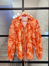 Oversized Shirt in Rust Toucan