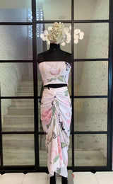 White floral tube top and skirt set
