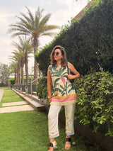 Cream banana print kurta set