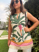 Cream banana print kurta set