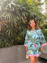 Blue banana print dress