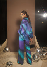 Aurora shirt in blue cosmic wave